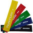 Tunturi Mini Resistance Band Set 5 Stück – 5 Gummi Gymnastikbänder mit Netztasche Mixed