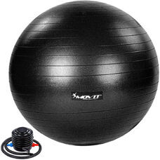 Gymnastikball 65 cm Schwarz mit Fusspumpe