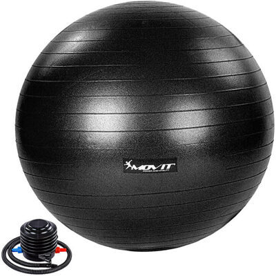 Gymnastikball 65 cm Schwarz mit Fusspumpe