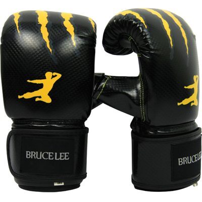 Bruce Lee Bag & Sparring Gloves Handschuhe Schwarz mit Gelb M